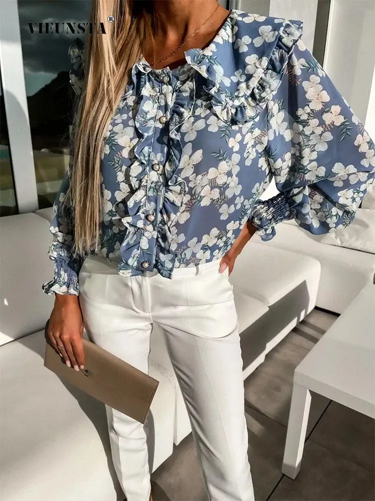 Fashion Commute Office Lady Floral Print Tops Cute O-Neck Women Long Sleeve Blusas Elegant Smocked Ruffle Button Blouses Shirts
Fashion Commute Office Lady Floral Print Tops Cute O-Neck Women Long Sleeve Blusas Elegant Smocked Ruffle Button Blouses Shirts