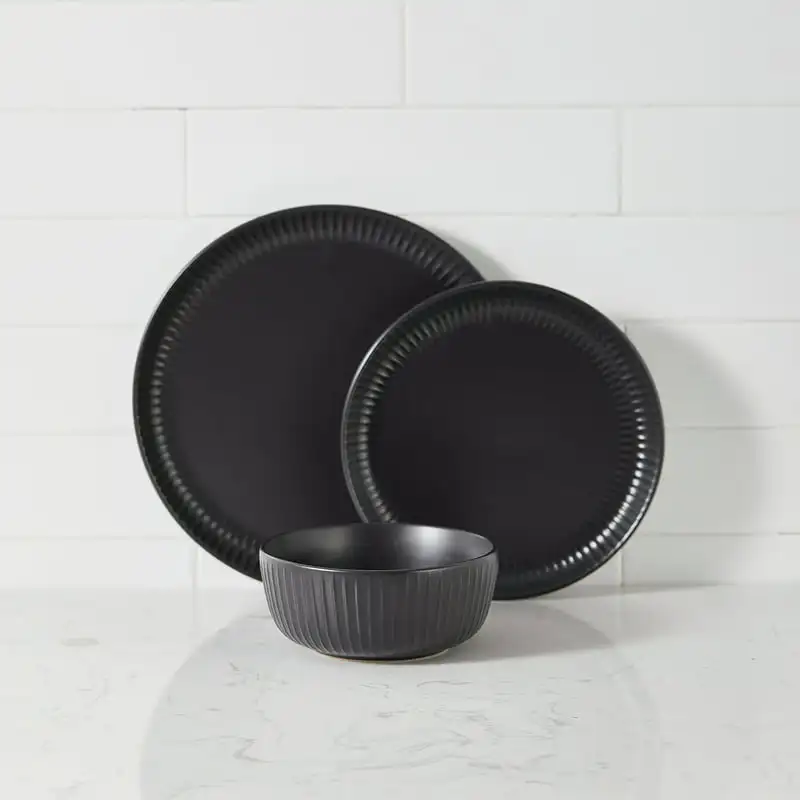 + Lain Stoneware 12-Piece Dinnerware Set, Black
+ Lain Stoneware 12-Piece Dinnerware Set, Black