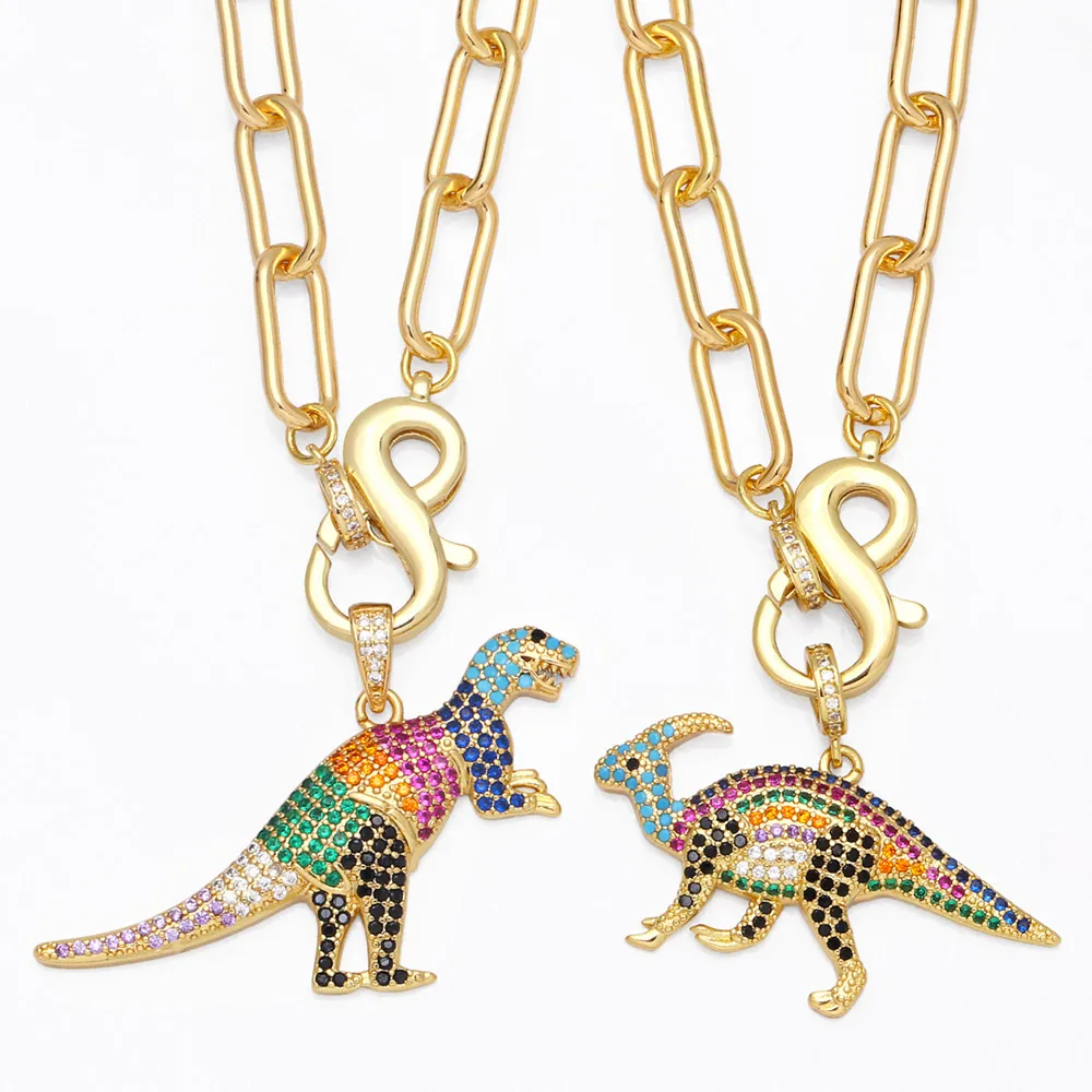 FLOLA Chunky Rainbow Crystal Dinosaur Necklace for Women Kids Gold Paperclip Chain Necklace Fashion Animal Jewelry nkeb115
FLOLA Chunky Rainbow Crystal Dinosaur Necklace for Women Kids Gold Paperclip Chain Necklace Fashion Animal Jewelry nkeb115