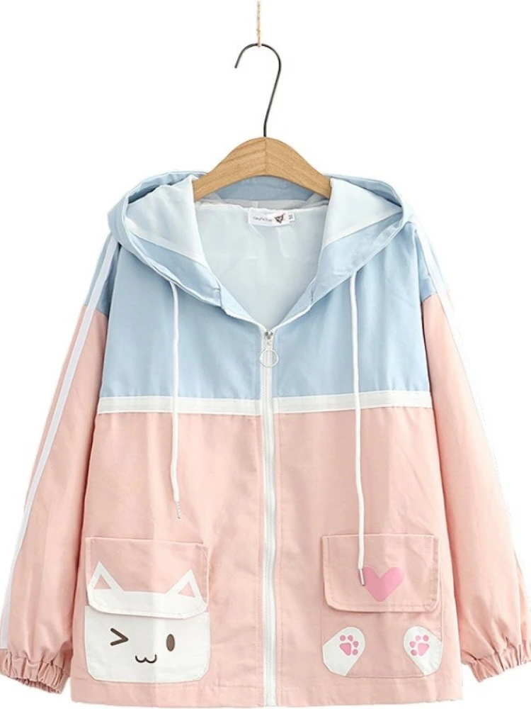 Women Zipper Hooded Jackets Coat Cartoon Print Pure Pocket Jacket Korean Style Ladies Basic Outwears 2023 Autumn Winter Clothes 
Women Zipper Hooded Jackets Coat Cartoon Print Pure Pocket Jacket Korean Style Ladies Basic Outwears 2023 Autumn Winter Clothes