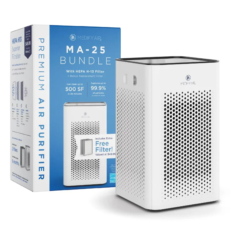 Medify Air MA-25 Value Pack Includes a Free Set of Replacement Filters - H13 HEPA, White (Walmart Exclusive)
Medify Air MA-25 Value Pack Includes a Free Set of Replacement Filters - H13 HEPA, White (Walmart Exclusive)
