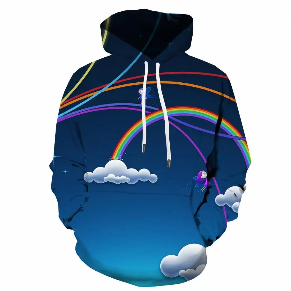 

Rainbow Hoodie Men Rainbow Abstraction Hoody Anime Funny 3d Printed Bee Hoodie Print Elf Hooded Casual Sweatshirt Printed