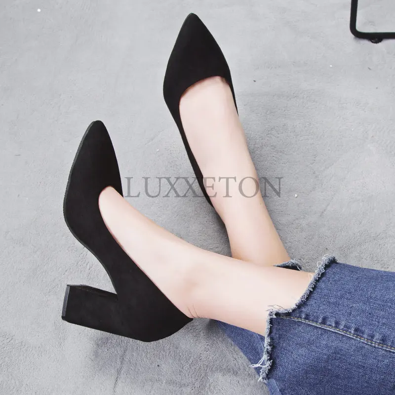 Women Pointed High Heel Thick Low Suede Square Fashion Comfortable Solid Color 2022 The New Listingelegant Woman with
Women Pointed High Heel Thick Low Suede Square Fashion Comfortable Solid Color 2022 The New Listingelegant Woman with