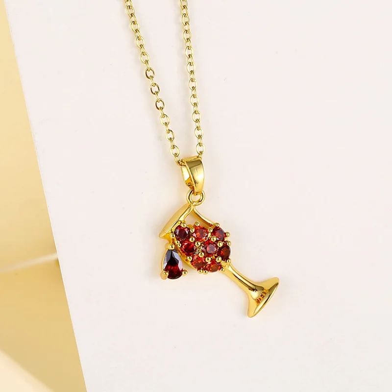 Personality Korean Style Stainless Steel Chains Necklace Red Wine Glass Crystal Copper Pendant Choker Chain for Women Gifts
Personality Korean Style Stainless Steel Chains Necklace Red Wine Glass Crystal Copper Pendant Choker Chain for Women Gifts