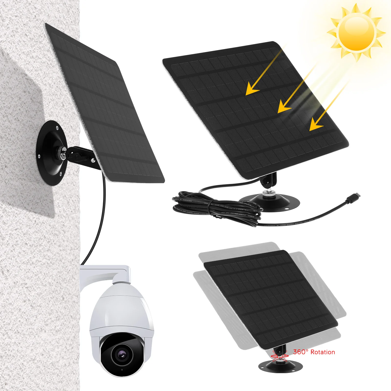 

Monocrystal Silicon Solar Panel Wall Mount 20W Solar Cell Outdoor Micro Usb For Security Camera