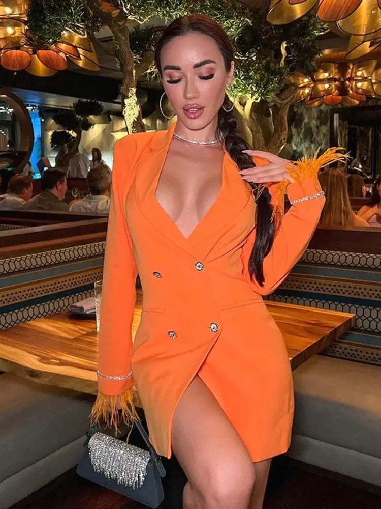 2022 Autumn New Women'S Sexy Long Sleeve V Neck Double Breasted Beaded Backless Feather Mini Dress Bodycon Party Dress Vestidos
2022 Autumn New Women'S Sexy Long Sleeve V Neck Double Breasted Beaded Backless Feather Mini Dress Bodycon Party Dress Vestidos