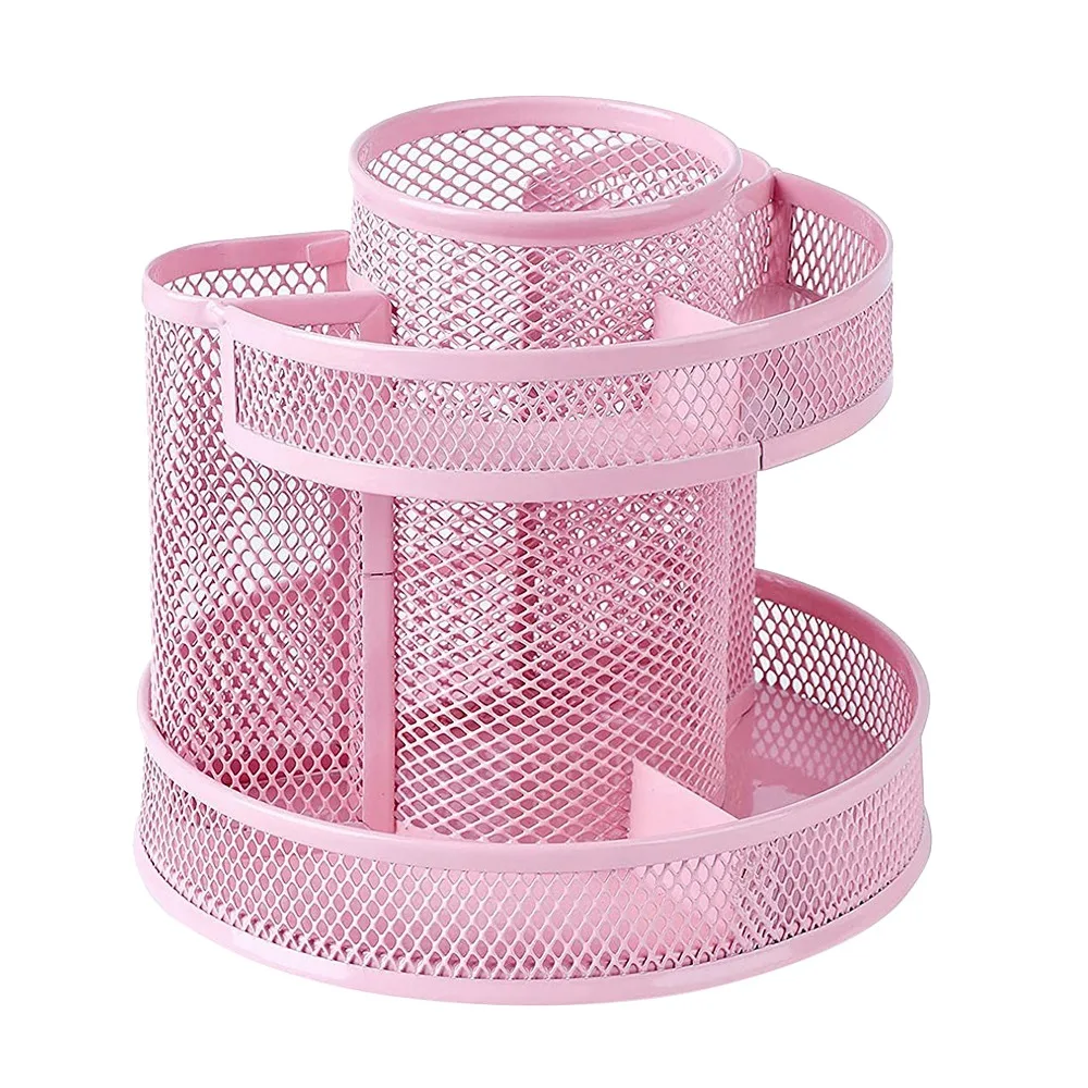 Cute Rotate Desk Organizer Mesh Desk Accessories Pen Holder Spinning Pencil Storage for School Office Supplies - Pink 
Cute Rotate Desk Organizer Mesh Desk Accessories Pen Holder Spinning Pencil Storage for School Office Supplies - Pink