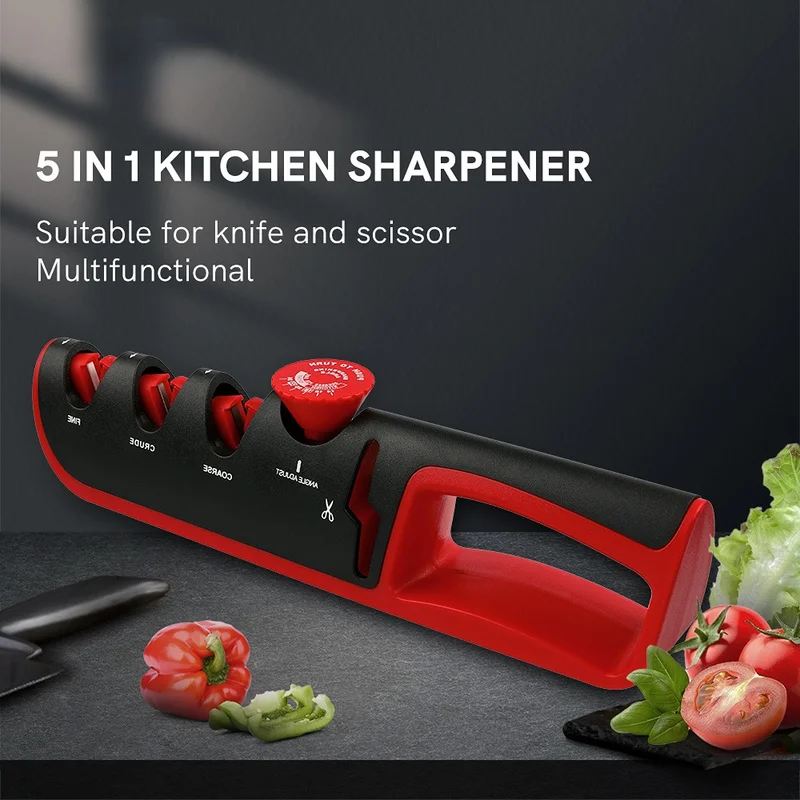 Knife Sharpener 5 in 1 Adjustable Angle Black Red Kitchen Grinding Machine Professional Knife Scissors Sharpening Tools
Knife Sharpener 5 in 1 Adjustable Angle Black Red Kitchen Grinding Machine Professional Knife Scissors Sharpening Tools