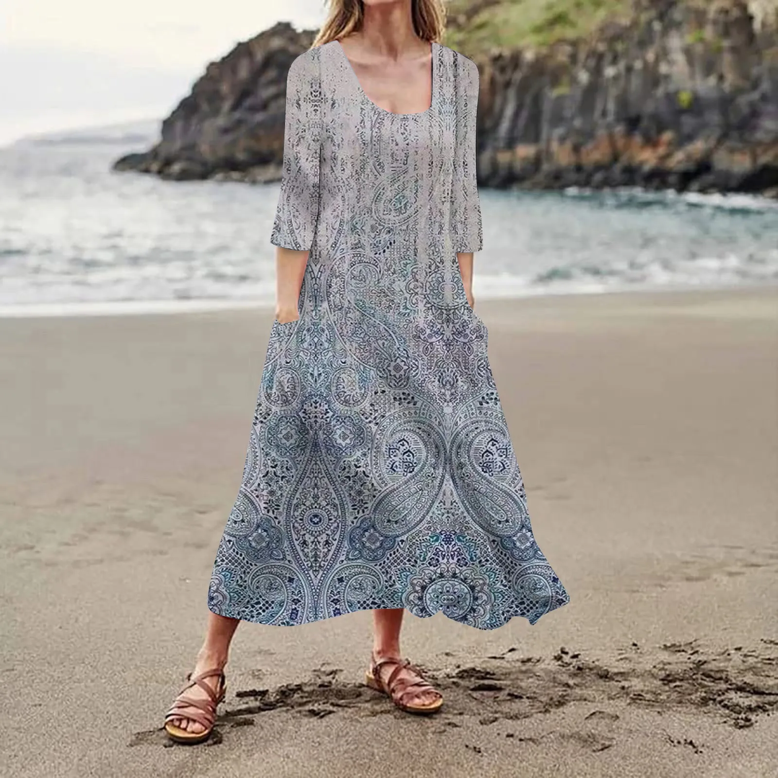 Платье женское весеннее с V-образным вырезом и рукавом 3/4
Платье женское весеннее с V-образным вырезом и рукавом 3/4