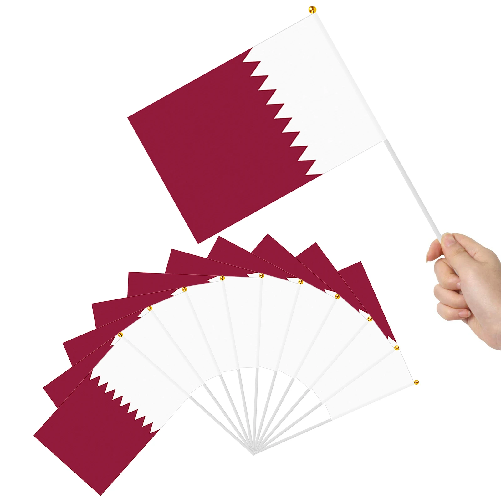 Hand Held Qatar Stick Flags Desk Table Heavy Duty Qatar Flags Vivid Color and Fade Proof Sports Events International Festival
Hand Held Qatar Stick Flags Desk Table Heavy Duty Qatar Flags Vivid Color and Fade Proof Sports Events International Festival