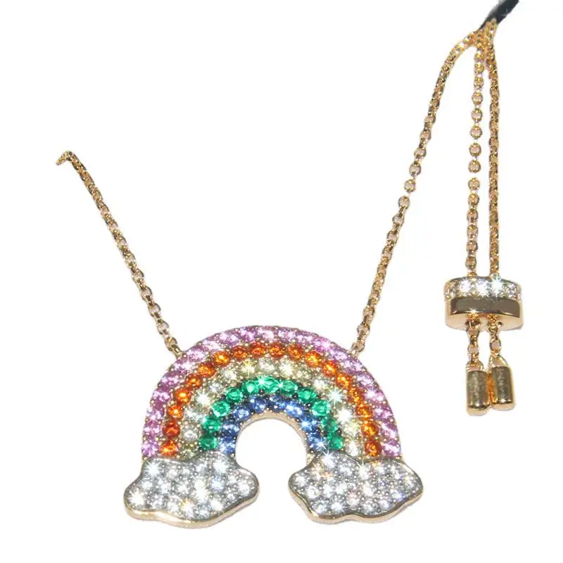 S925 Sterling Silver Necklace with Women's Diamonds Rainbow Collar Chain Temperament Jewelry Ornaments to Prevent Allergy 
S925 Sterling Silver Necklace with Women's Diamonds Rainbow Collar Chain Temperament Jewelry Ornaments to Prevent Allergy