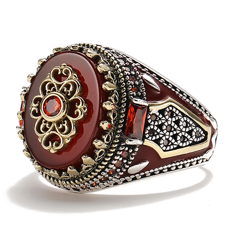 Retro Luxury Natural Red Stone Turkish Handmade Crown Ring Is Suitable for Men and Women Fashion Trend Banquet Jewelry Gifts 
Retro Luxury Natural Red Stone Turkish Handmade Crown Ring Is Suitable for Men and Women Fashion Trend Banquet Jewelry Gifts