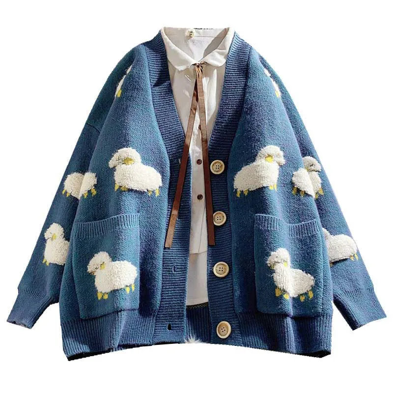 Cartoon Pattern Sweater Cardigan Women's Autumn Winter Fashion Korean Style Casual Long Sleeve V-neck Button Up Oversized Jacket
Cartoon Pattern Sweater Cardigan Women's Autumn Winter Fashion Korean Style Casual Long Sleeve V-neck Button Up Oversized Jacket