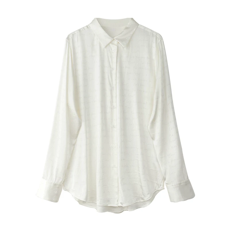 Блузка женская жаккардовая с отложным воротником и длинными рукавами, из 100% шелка
Блузка женская жаккардовая с отложным воротником и длинными рукавами, из 100% шелка