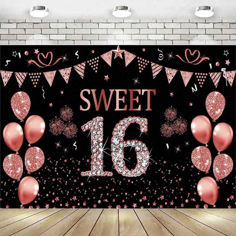 Sweet 16 Birthday Decorations Girls Rose Gold Photography Backdrop Banner Supplies Pink Poster Background Banner Poster Decor
Sweet 16 Birthday Decorations Girls Rose Gold Photography Backdrop Banner Supplies Pink Poster Background Banner Poster Decor