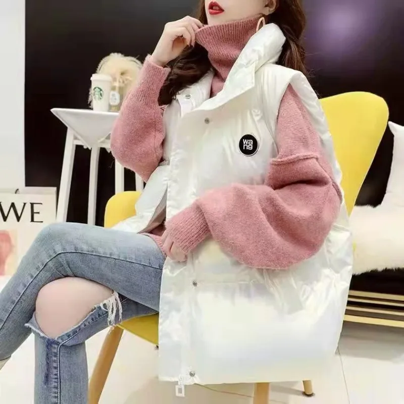 Letter Sequins Down Cotton Vest Women Winter Windproof Sleeveless Jacket Fashion Stand Collar Snow Waistcoat Warm Female Parkas
Letter Sequins Down Cotton Vest Women Winter Windproof Sleeveless Jacket Fashion Stand Collar Snow Waistcoat Warm Female Parkas
