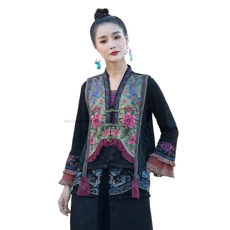 National Style Vest Women Flower Embroidery Chinese Style Traditional Harajuku Waistcoat Vintage Female Casual Tang Suit Vest
National Style Vest Women Flower Embroidery Chinese Style Traditional Harajuku Waistcoat Vintage Female Casual Tang Suit Vest
