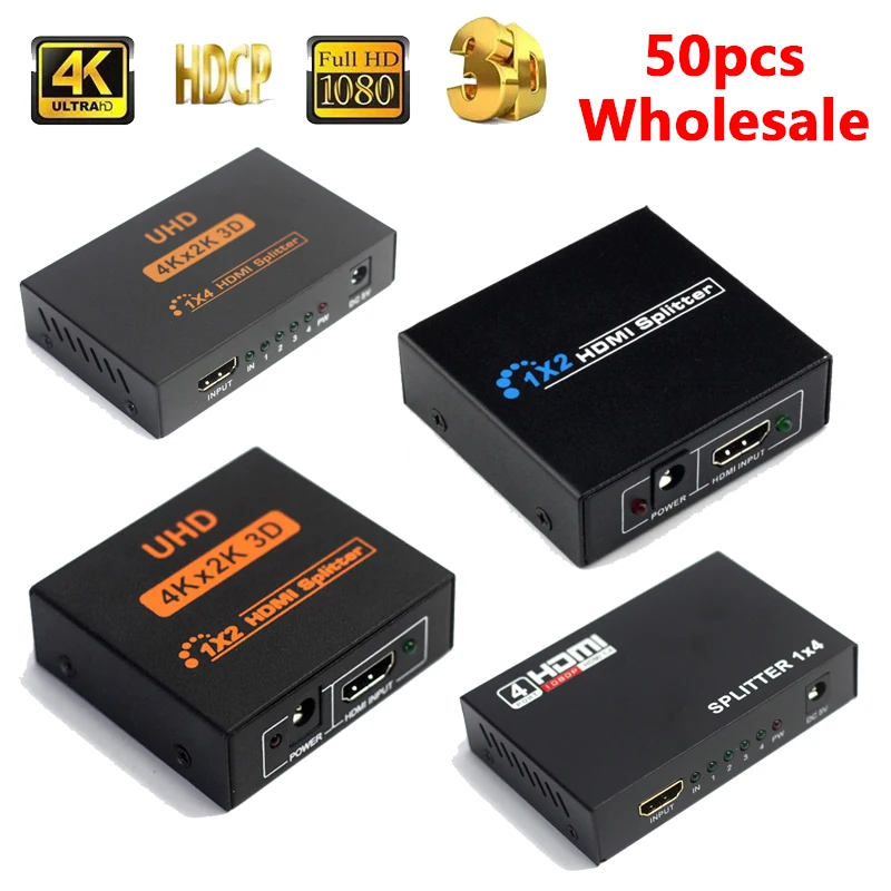 50pcs 4K UHD 3D HDMI-compatible Splitter 1x4 1x2 HD 1080P Video HDMI Switch Switcher 1 in 4 Out Amplifier Adapter For HDTV DVD
50pcs 4K UHD 3D HDMI-compatible Splitter 1x4 1x2 HD 1080P Video HDMI Switch Switcher 1 in 4 Out Amplifier Adapter For HDTV DVD