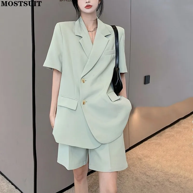 Workwear Fashion Women Short Suits Sets 2022 New Short Sleeve Blazer & Shorts Casual Loose Korean Ladies Two Piece Suit Sets
Workwear Fashion Women Short Suits Sets 2022 New Short Sleeve Blazer & Shorts Casual Loose Korean Ladies Two Piece Suit Sets