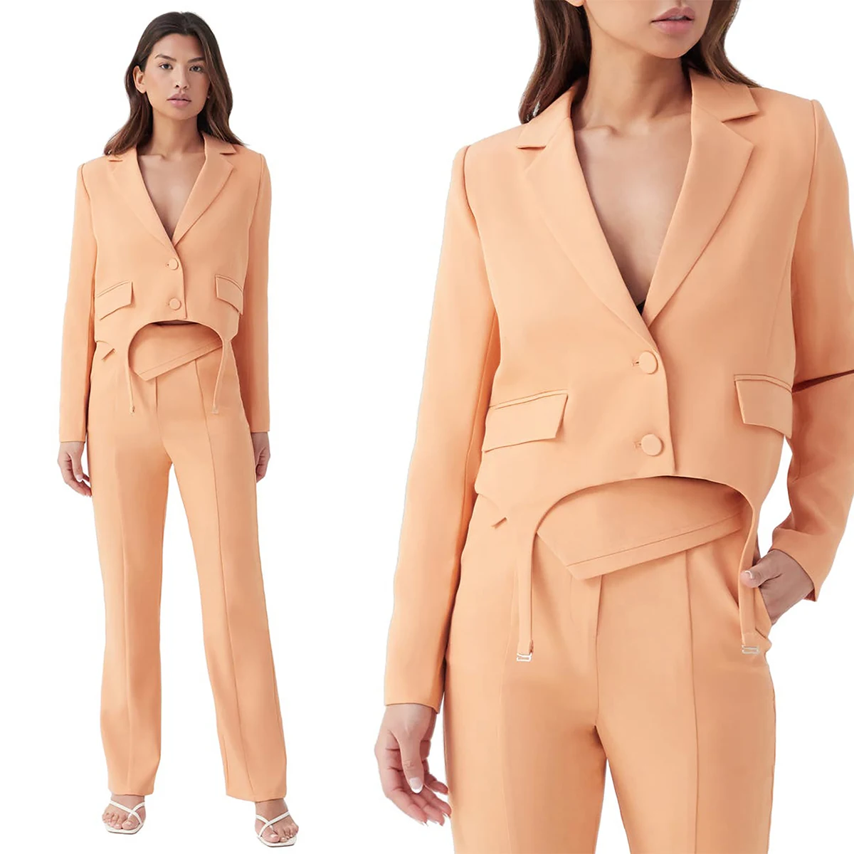 Женский костюм из двух предметов, дизайнерский свободный короткий пиджак и брюки для матери невесты, официальный костюм для свадьбы и вечеринки, весна
Женский костюм из двух предметов, дизайнерский свободный короткий пиджак и брюки для матери невесты, официальный костюм для свадьбы и вечеринки, весна