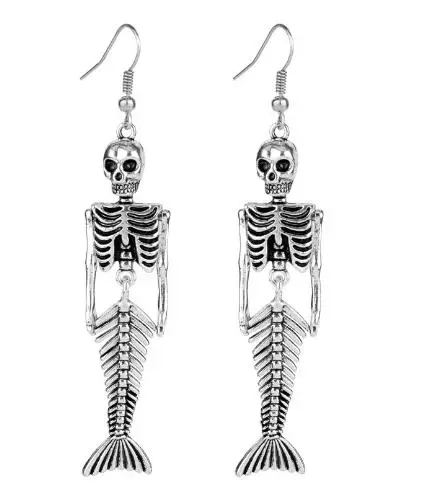 Mermaid Skeleton Halloween Fashion Earrings party dress up Retro Skeleton Head Earring wiomen Creative Fish Bone Earrings men
Mermaid Skeleton Halloween Fashion Earrings party dress up Retro Skeleton Head Earring wiomen Creative Fish Bone Earrings men