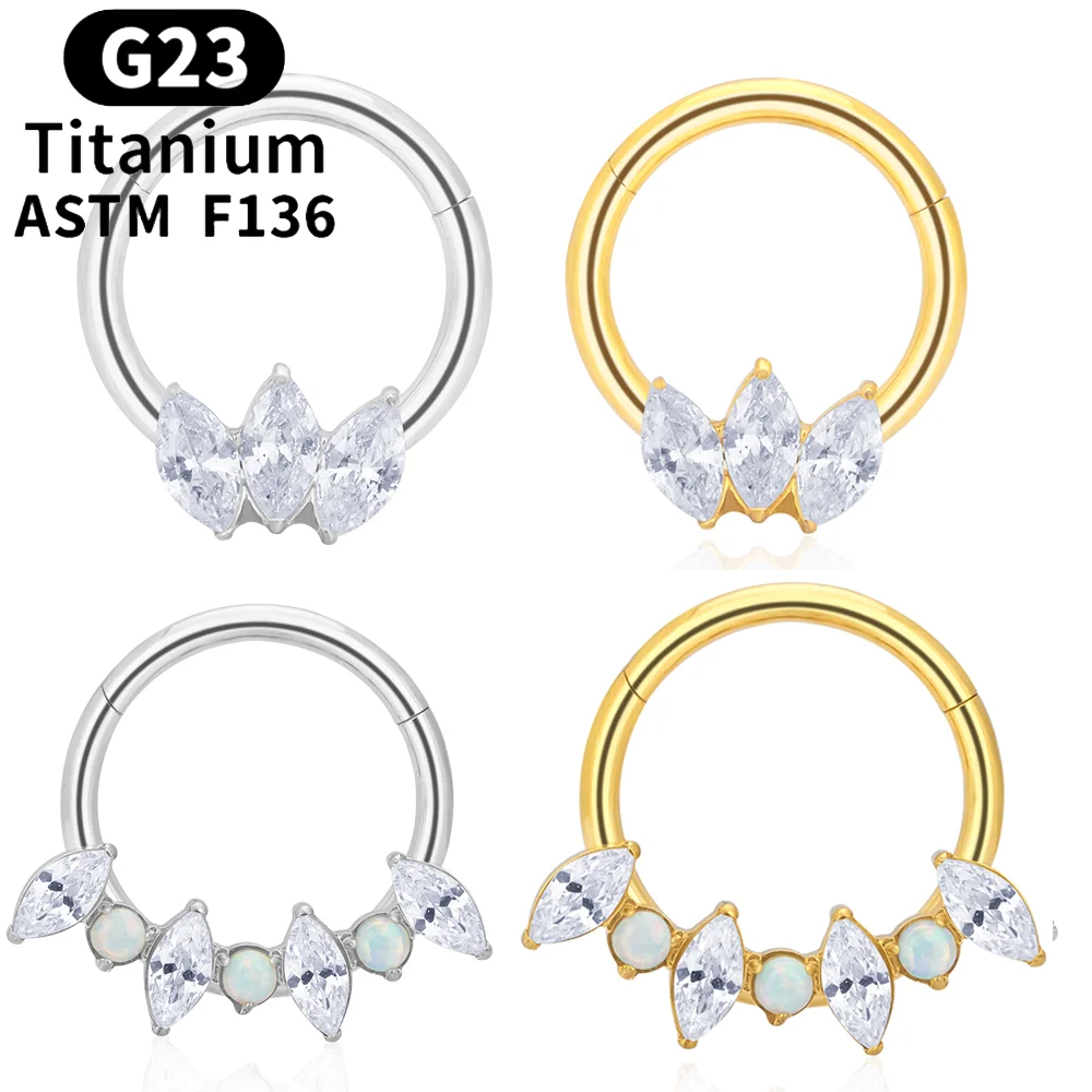New G23 Titanium Piercing Septum Nose Rings CZ Opal Hoop 16G Helix Daith Tragus Clicker Cartilage Conch Earring Piercing Jewelry
New G23 Titanium Piercing Septum Nose Rings CZ Opal Hoop 16G Helix Daith Tragus Clicker Cartilage Conch Earring Piercing Jewelry