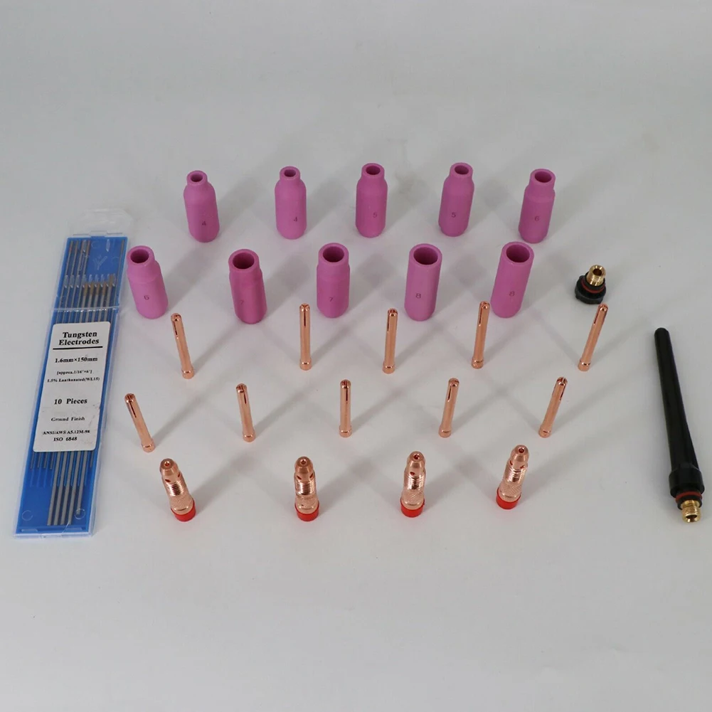 36Pcs TIG Welding Torch Stubby Gas Lens Tungsten Kit For TIG Welding Guns WP-26 WP-17/18/26 SR-17/26 Quality Welding Accessories
36Pcs TIG Welding Torch Stubby Gas Lens Tungsten Kit For TIG Welding Guns WP-26 WP-17/18/26 SR-17/26 Quality Welding Accessories