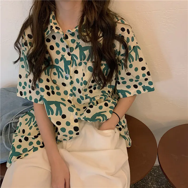 Dot Horse Full Print Loose Beach Shirts Women Short Sleeve Blouse Button Up Shirt 2022 Summer Hawaiian Oversize Shirt Korean Top
Dot Horse Full Print Loose Beach Shirts Women Short Sleeve Blouse Button Up Shirt 2022 Summer Hawaiian Oversize Shirt Korean Top