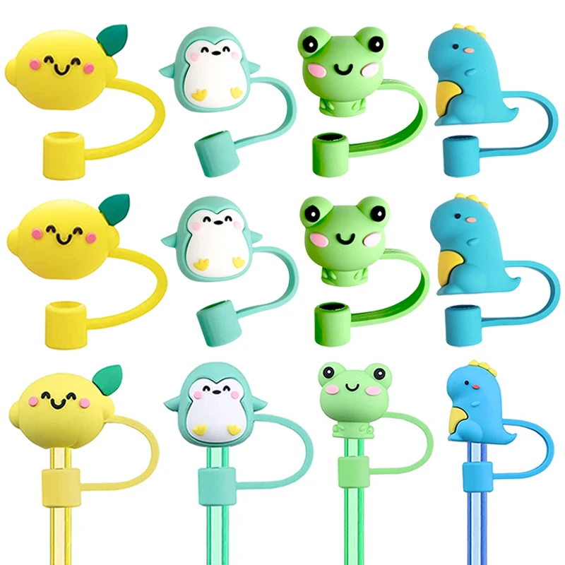

New Cartoon Silicone Straw Plug Reusable Straws Cover Universal Dust-proof Splash Proof Airtight Drinking Dust Straw Tip Toppers
