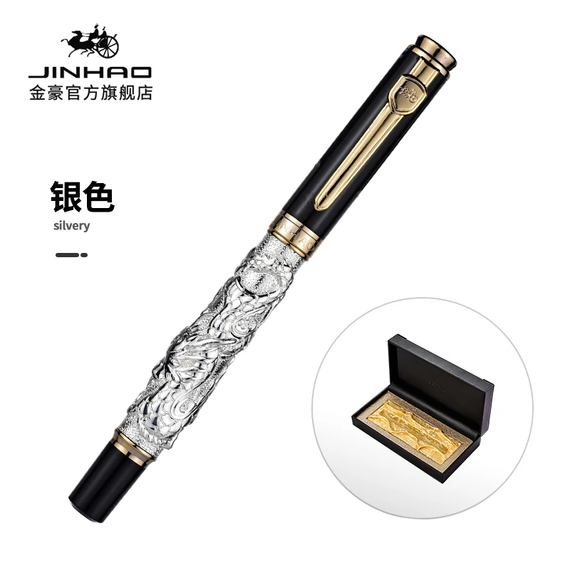 JINHAO Vintage Rollerball Pen Black Ink Auspicious Dragon Carving Heavy Gel Pen Gray Silver Gold Business Office School Supplies
JINHAO Vintage Rollerball Pen Black Ink Auspicious Dragon Carving Heavy Gel Pen Gray Silver Gold Business Office School Supplies