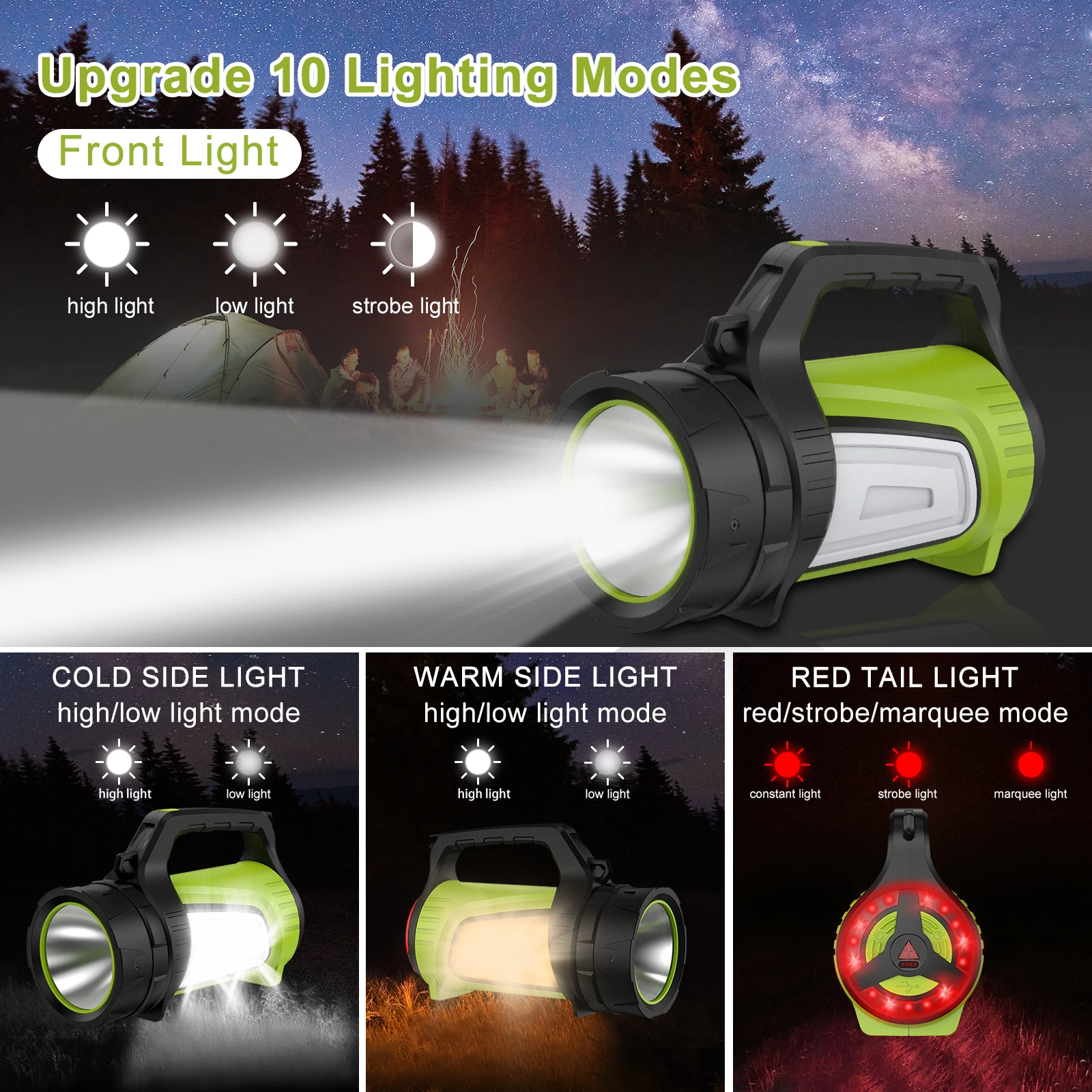 VBIGER Handheld LED Flashlight Camping Lantern Spotlight Rechargeable Searchlight Portable Super Bright Emergency Lantern Light
VBIGER Handheld LED Flashlight Camping Lantern Spotlight Rechargeable Searchlight Portable Super Bright Emergency Lantern Light