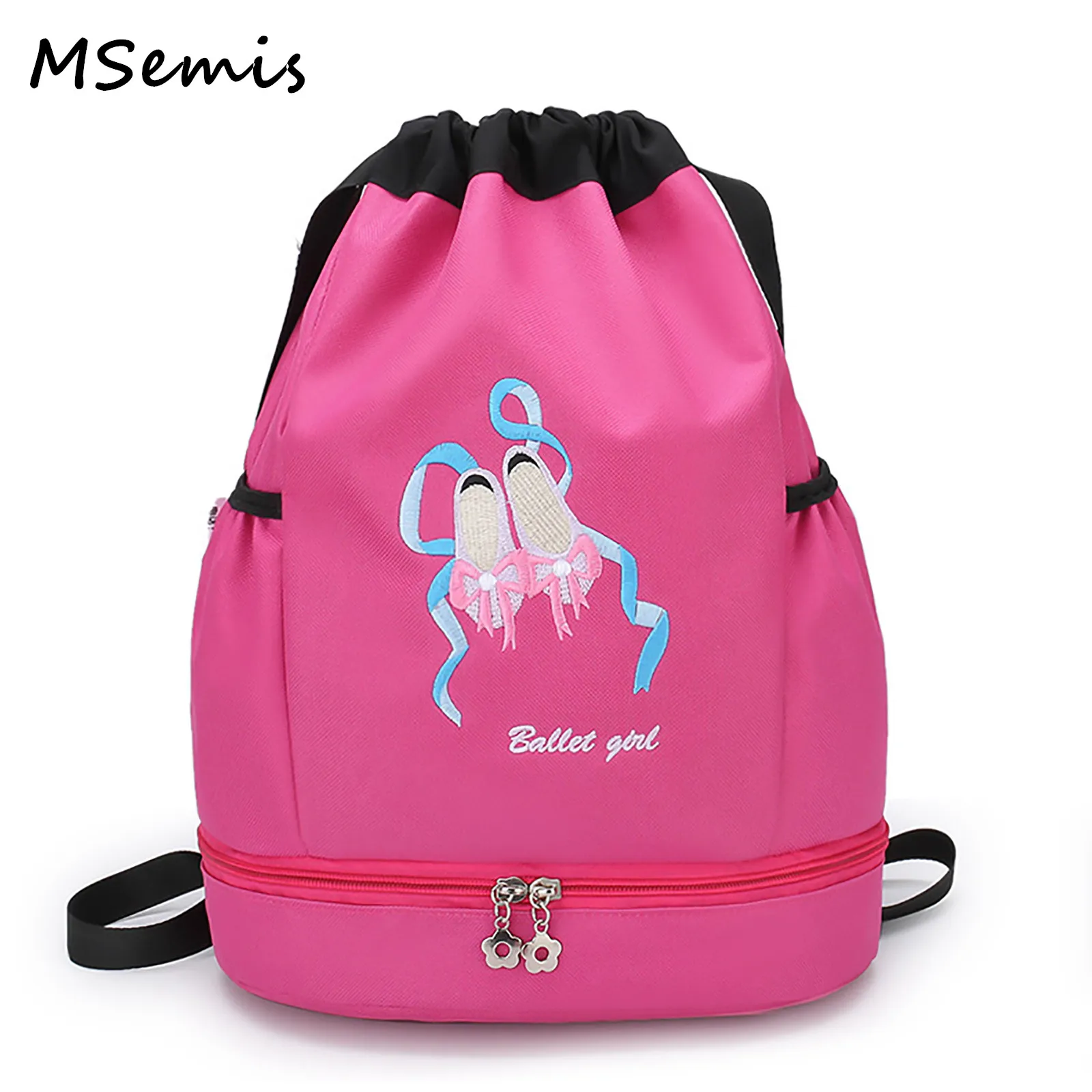 

Ballet Dance Bags Kids Girls Toe Shoes Embroidered Drawstring Zipper Bouble-deck Storage Dance Backpack 2022 New