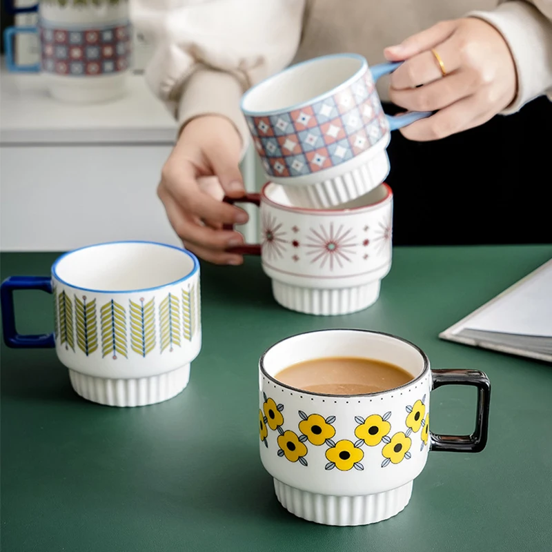 4PCS/SET Korean Creative Stackable Ceramic Mugs 350ml Personalized Mug For Tea Coffee Milk Holiday Party Drinkware Home Decor
4PCS/SET Korean Creative Stackable Ceramic Mugs 350ml Personalized Mug For Tea Coffee Milk Holiday Party Drinkware Home Decor
