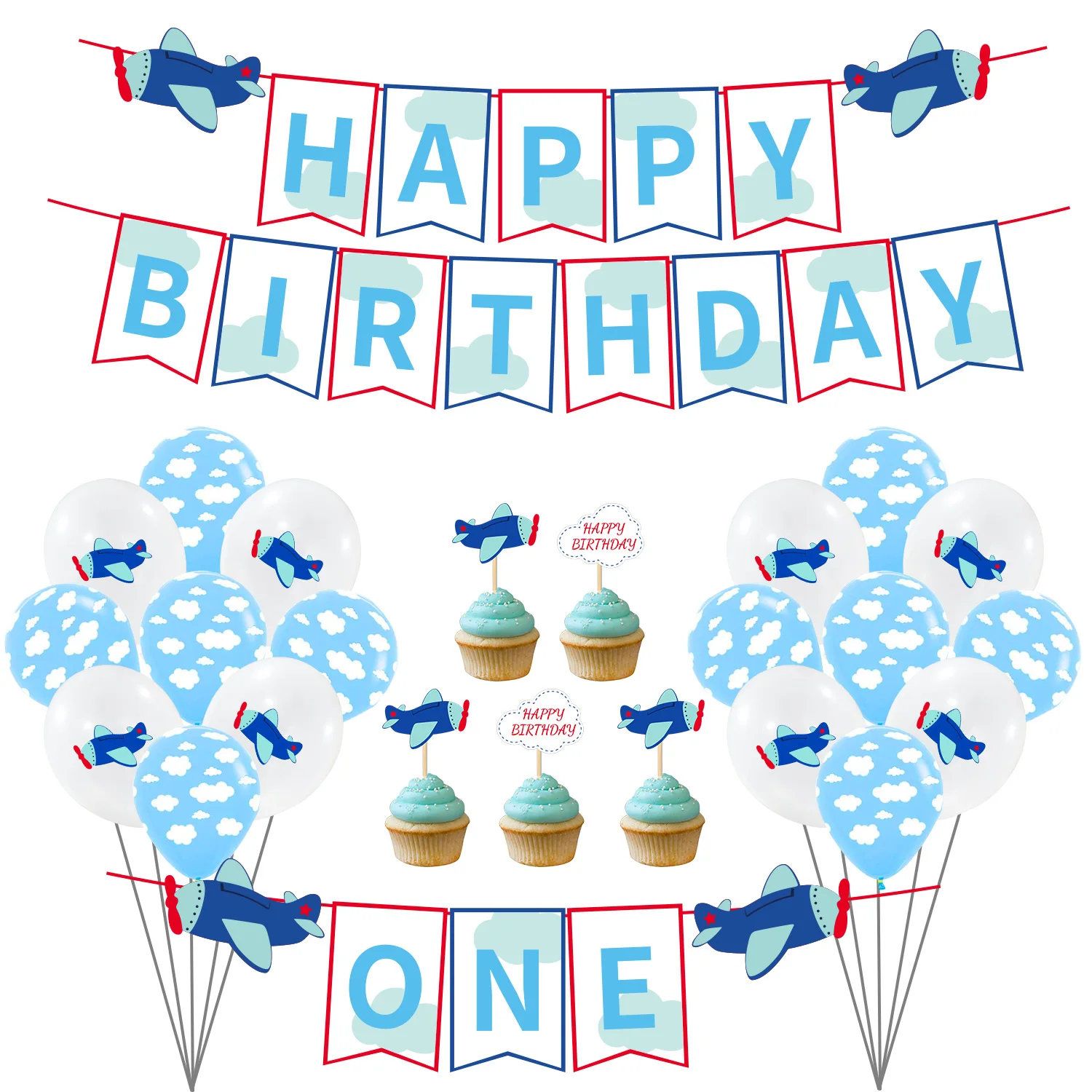 SURSURPIRSE Airplane Themed Birthday Party Decorative Balloons Set One Banner Cake Toppers for Kids 1st Birthday Party Supplies
SURSURPIRSE Airplane Themed Birthday Party Decorative Balloons Set One Banner Cake Toppers for Kids 1st Birthday Party Supplies