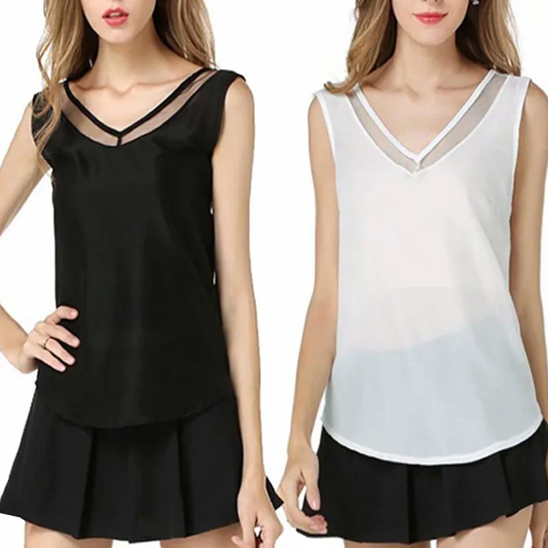 Women's Tank Top V Neck Mesh Perspective Sexy Sleeveless Vest Summer Chiffon Shirt Black White T Shirt Comfortable Breathable
Women's Tank Top V Neck Mesh Perspective Sexy Sleeveless Vest Summer Chiffon Shirt Black White T Shirt Comfortable Breathable