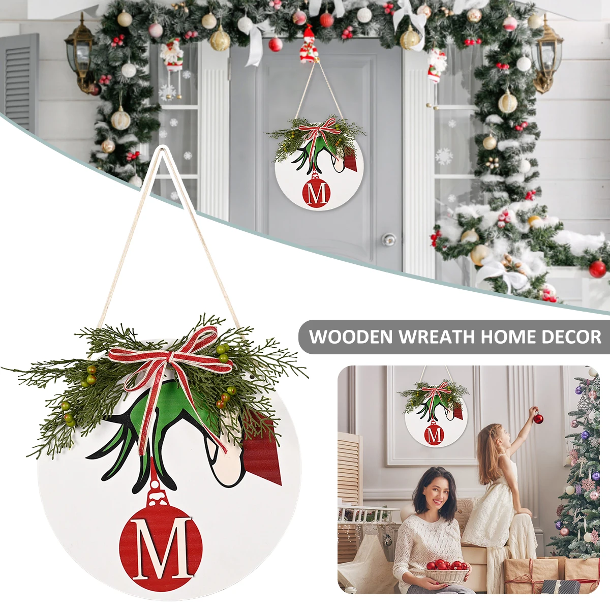 Christmas Door Hanger Wooden Door Hanging Decoration Handmade Door Hanger Round Door Hanger with Letter for Christmas Farmhouse
Christmas Door Hanger Wooden Door Hanging Decoration Handmade Door Hanger Round Door Hanger with Letter for Christmas Farmhouse