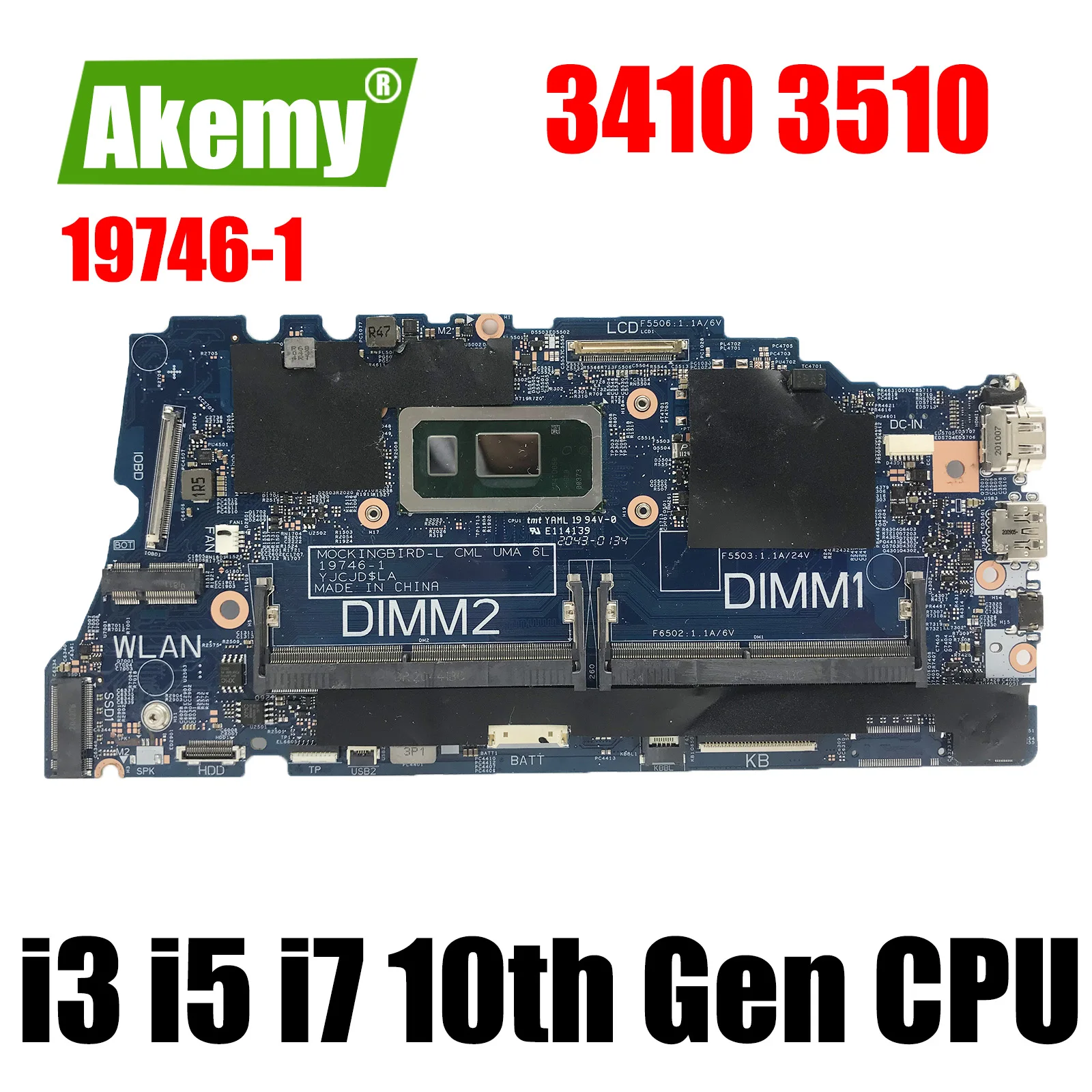 19746-1 FOR dell Latitude 3410 3510 Laptop Notebook Motherboard CN-00174X 0DT6K3 Mainboard w/ i3-10110U I5-10210U I7-10510U CPU
19746-1 FOR dell Latitude 3410 3510 Laptop Notebook Motherboard CN-00174X 0DT6K3 Mainboard w/ i3-10110U I5-10210U I7-10510U CPU