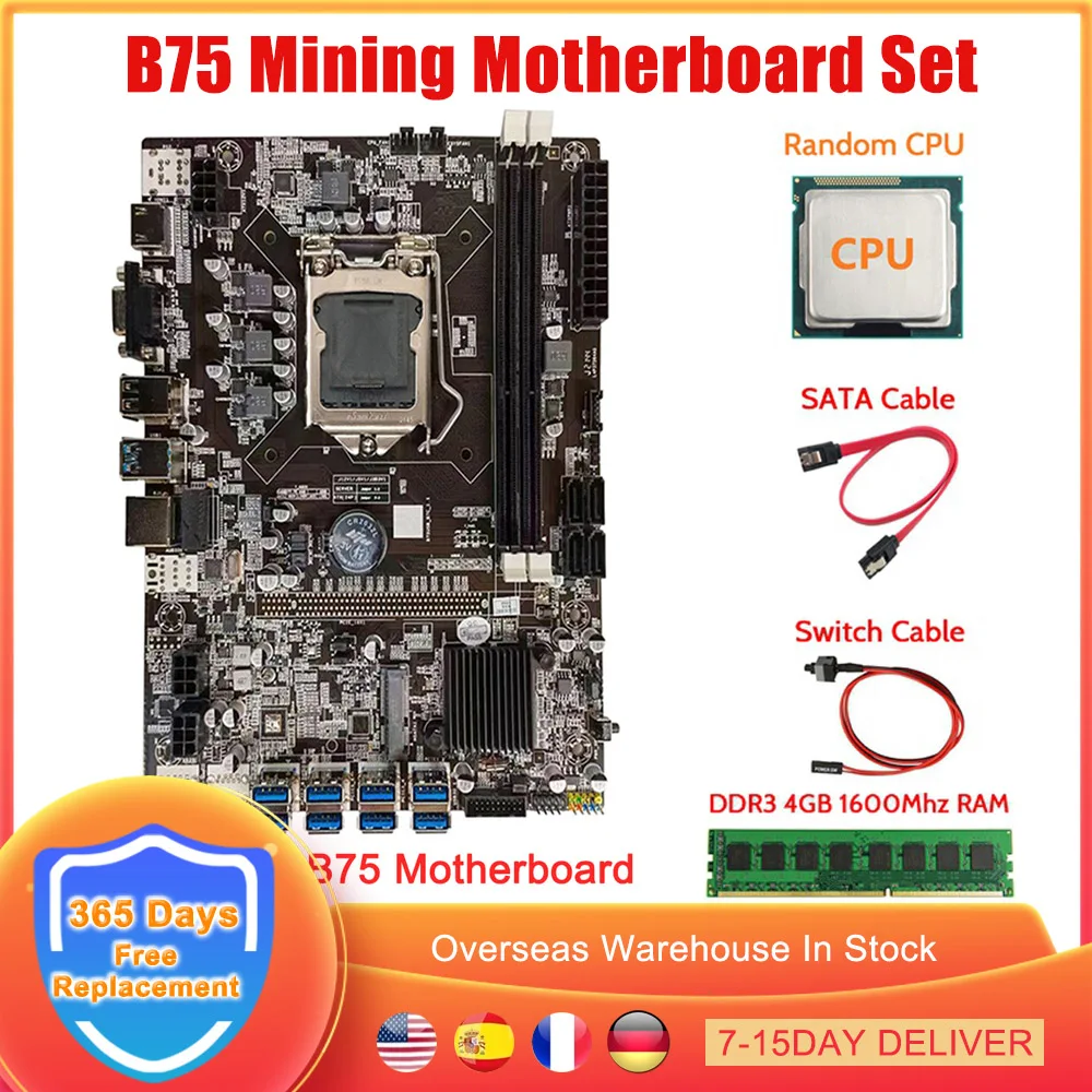B75 ETH Майнер материнская плата ЦП DDR3 4 Гб 1600 МГц ОЗУ SATA кабель переключения 8 PCI-E к USB3.0 GPU графическая карта BTC установка для майнинга 
B75 ETH Майнер материнская плата ЦП DDR3 4 Гб 1600 МГц ОЗУ SATA кабель переключения 8 PCI-E к USB3.0 GPU графическая карта BTC установка для майнинга