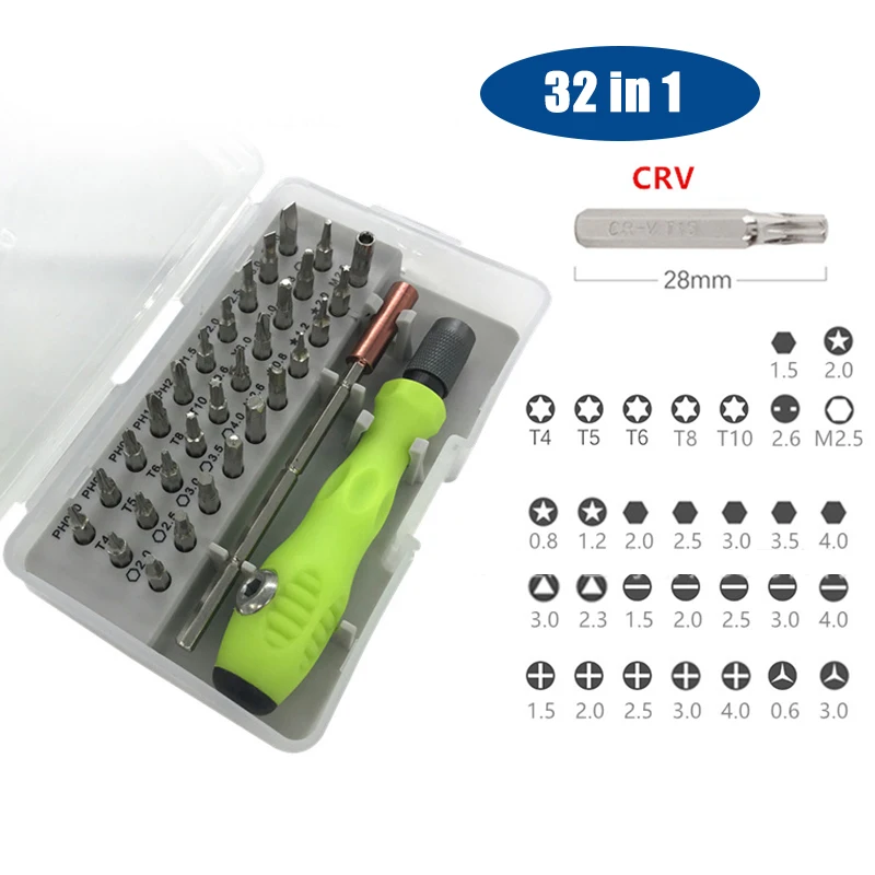 Tool Repair 32 In 1 Screwdriver Set Precision Mini Magnetic Screwdriver Bits Kit Phone Mobile Camera Maintenance
Tool Repair 32 In 1 Screwdriver Set Precision Mini Magnetic Screwdriver Bits Kit Phone Mobile Camera Maintenance