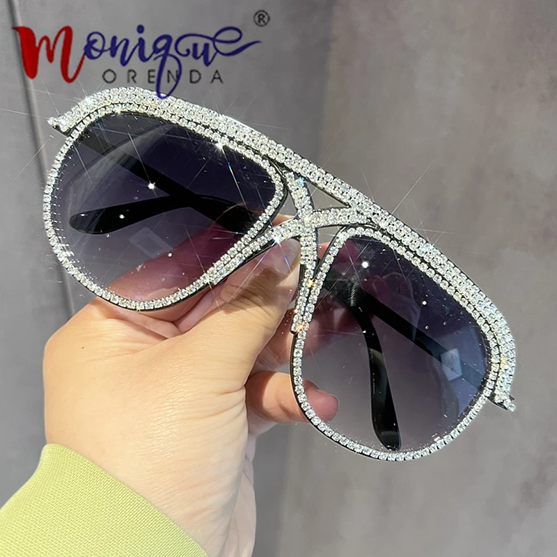 

New Personalized Sunglasses For Women Shiny Crystal Sun Glasses Men Vintage Eyegalsses For Hip Hop Oculos De Sol Feminino