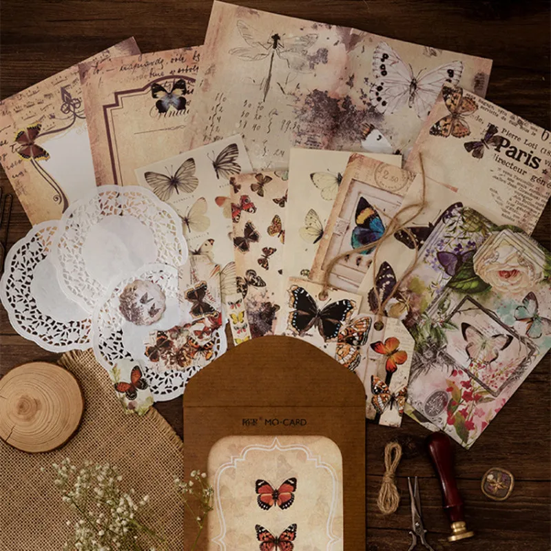 24Pcs Vintage Memo Pads Material Paper Butterfly Junk Journal Scrapbooking paper Cards Background Decoration Paper stationery
24Pcs Vintage Memo Pads Material Paper Butterfly Junk Journal Scrapbooking paper Cards Background Decoration Paper stationery