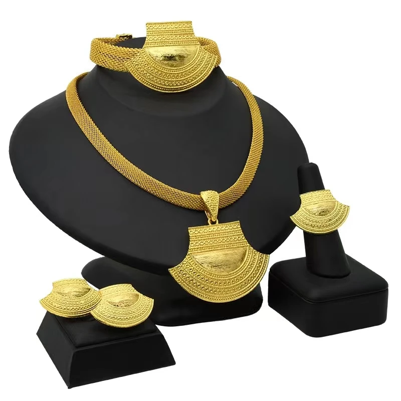 New 24K Gold Plated Jewelry Set Ladies Necklace Hand Jewelry Ring Earring Jewelry Trend Jewelry Set
New 24K Gold Plated Jewelry Set Ladies Necklace Hand Jewelry Ring Earring Jewelry Trend Jewelry Set