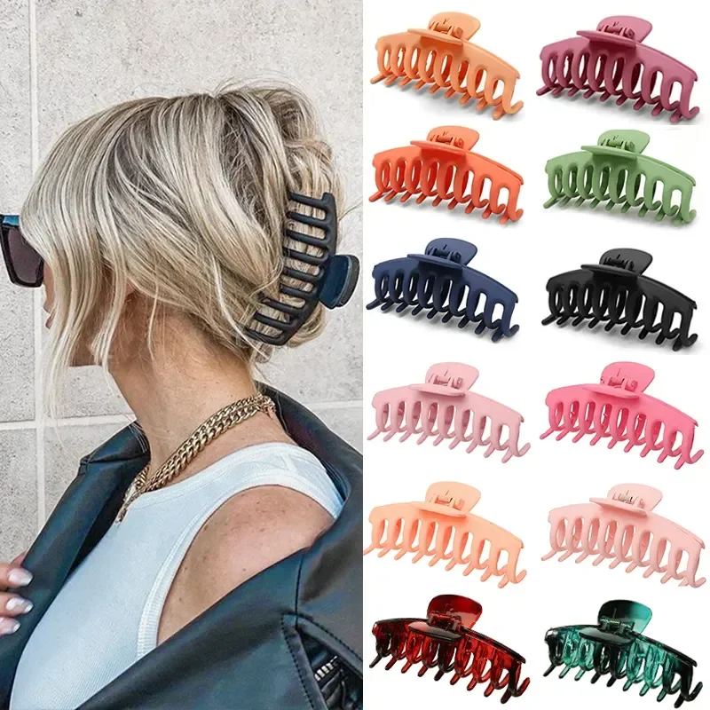 

Solid Color Claw Clip Large Barrette Crab Hair Claws Bath Clip Ponytail Clip For Women Girls Hair Accessories Gift