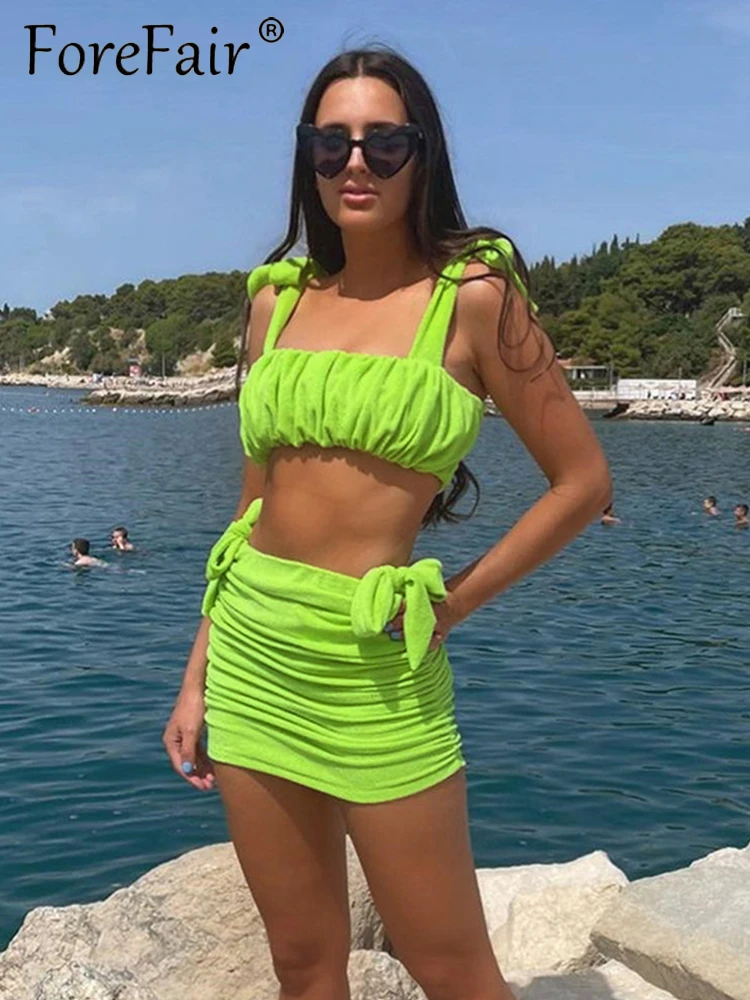 Forefair Beach Mini Dress Two Piece Set Ruched Sexy Skirts Set Green Women Summer Outfits Bodycon Party Club Dress Suits
Forefair Beach Mini Dress Two Piece Set Ruched Sexy Skirts Set Green Women Summer Outfits Bodycon Party Club Dress Suits