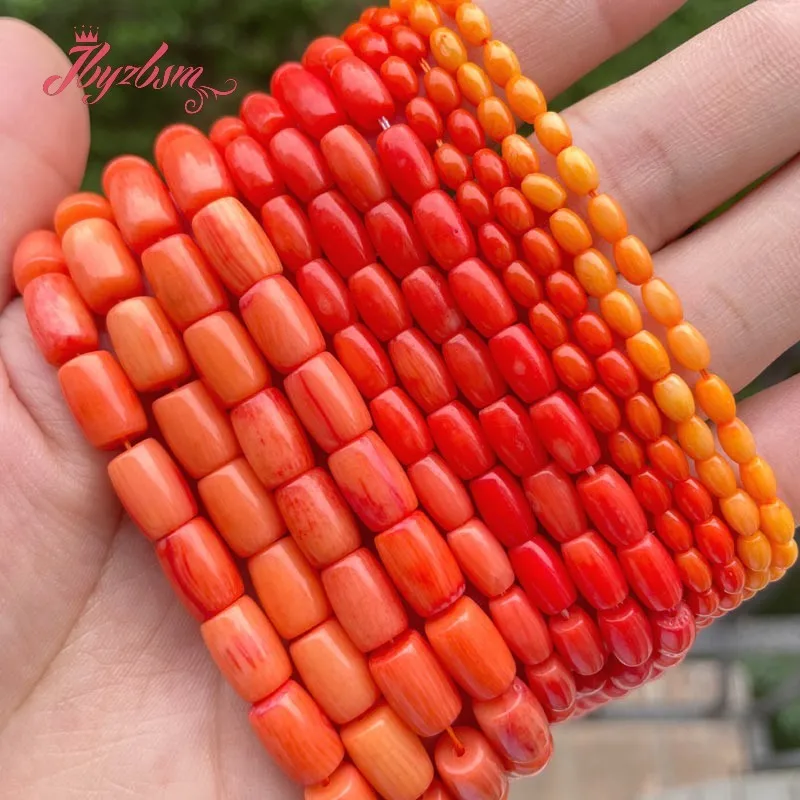 

3x4mm 5x8mm 2x6mm Column Orange Coral Spacer Beads Stone for DIY Accessories Necklace Bracelet Earring Charm Jewelry Making 15"