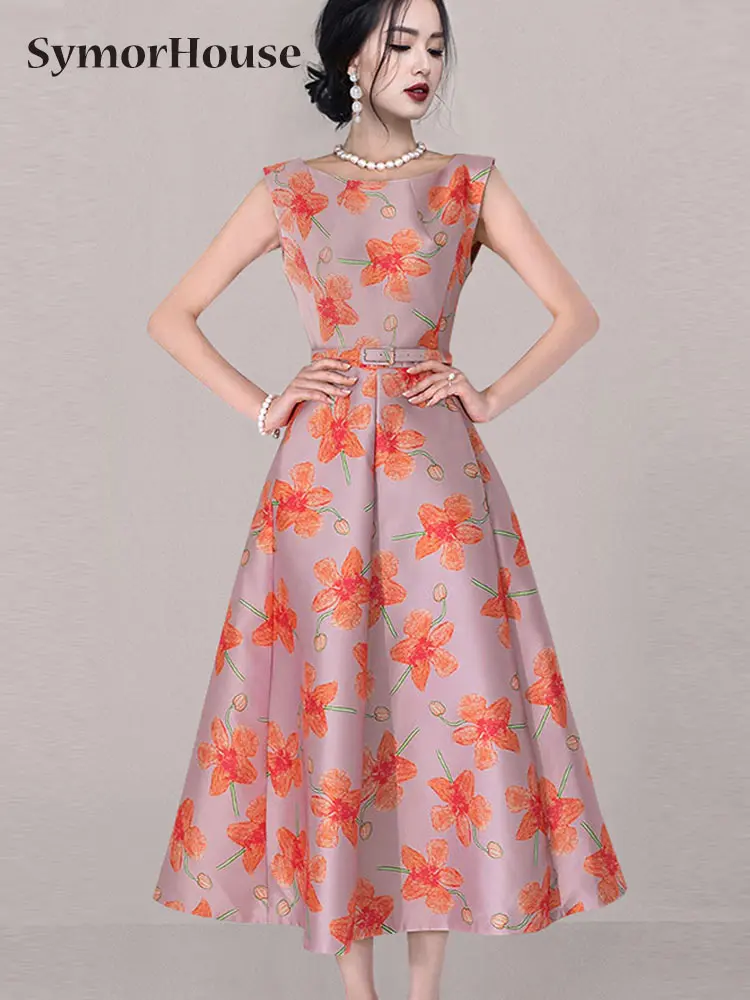 

Женское простое винтажное платье без рукавов, повседневное ТРАПЕЦИЕВИДНОЕ элегантное облегающее платье с принтом, весна-лето