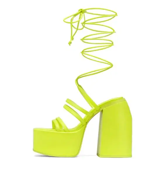 Fluorescent Green Black Red White Leather Thick Bottom Cross Lace Up Sandals Woman Summer Open Square Toe Chunky Heels Shoes
Fluorescent Green Black Red White Leather Thick Bottom Cross Lace Up Sandals Woman Summer Open Square Toe Chunky Heels Shoes