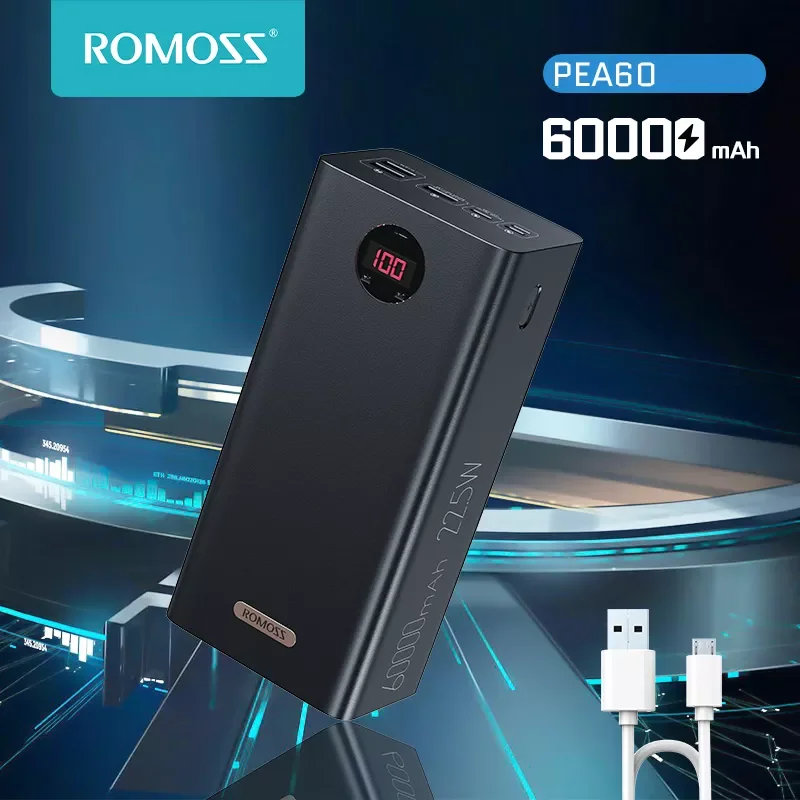 New ROMOSS Poweful Power Bank 60000mAh 18W 22.5W SCP PD QC 3.0 Fast Charge External Battery Portable Charger Powerbank For
New ROMOSS Poweful Power Bank 60000mAh 18W 22.5W SCP PD QC 3.0 Fast Charge External Battery Portable Charger Powerbank For