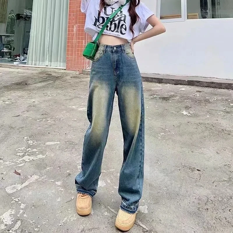 Blue Jeans Women All-match Korean Style Mopping Trousers Denim Vintage High Waist Autumn Chic Ulzzang Street Straight Pants
Blue Jeans Women All-match Korean Style Mopping Trousers Denim Vintage High Waist Autumn Chic Ulzzang Street Straight Pants