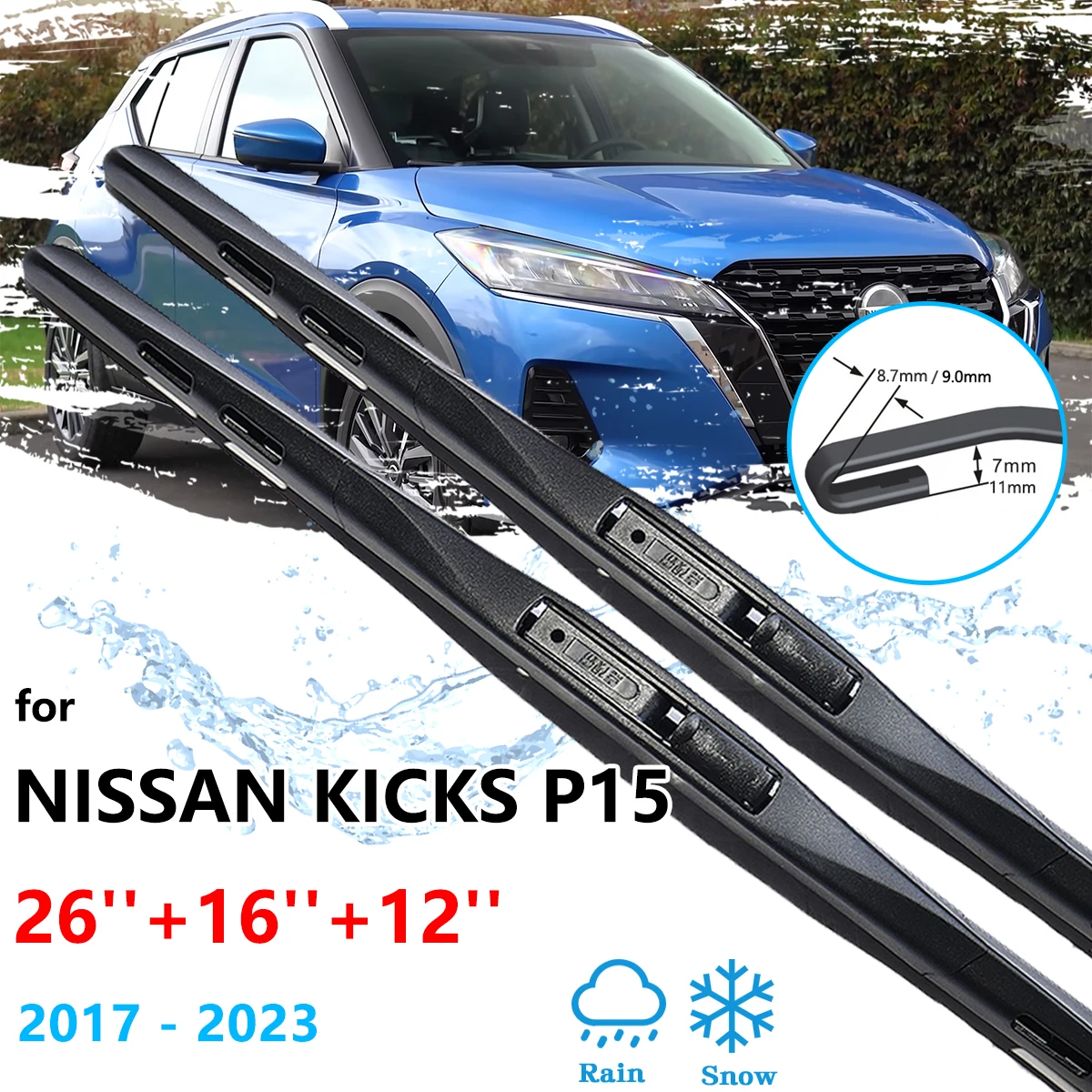 3x For Nissan Kicks P15 2017~2023 Front Rear Wiper Blades Set Kit Brushes Window Windshield Windscreen U J Hook Car Accessories
3x For Nissan Kicks P15 2017~2023 Front Rear Wiper Blades Set Kit Brushes Window Windshield Windscreen U J Hook Car Accessories